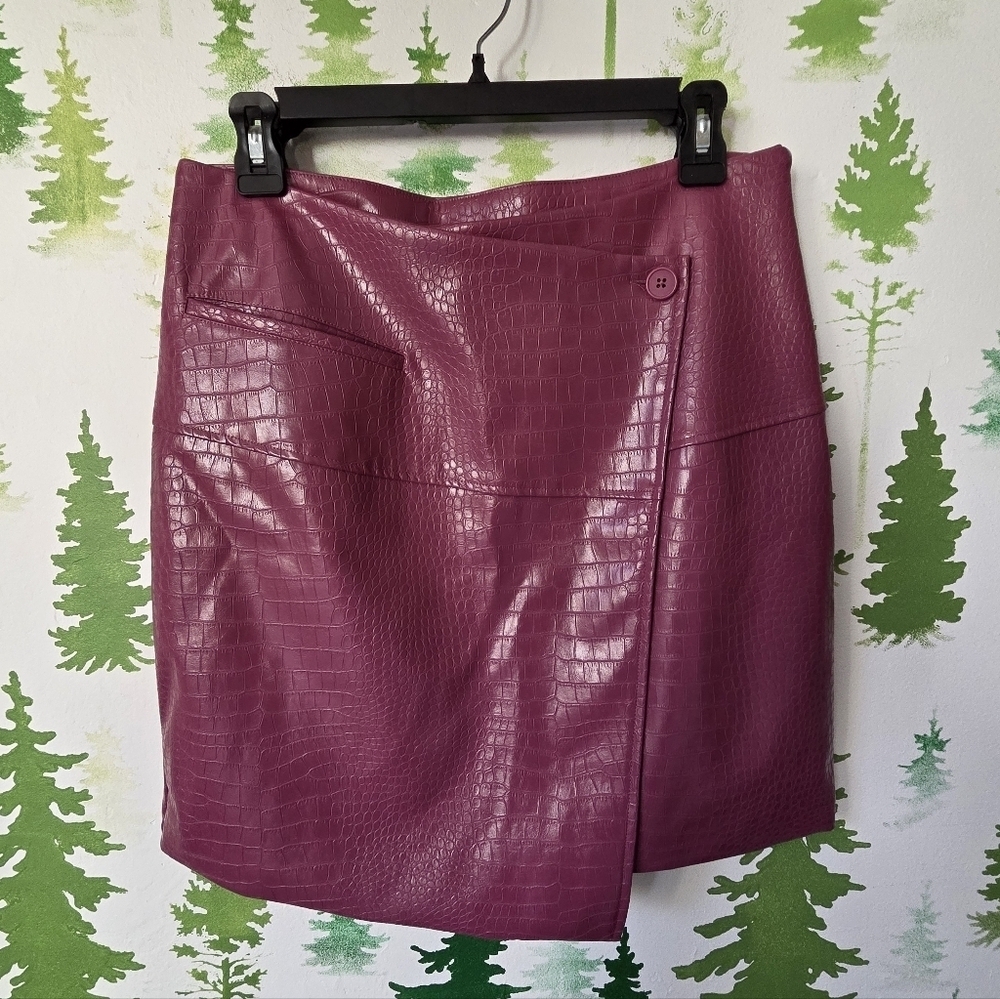 Worthington Womens Mid Rise Wrap Faux Leather Skirt